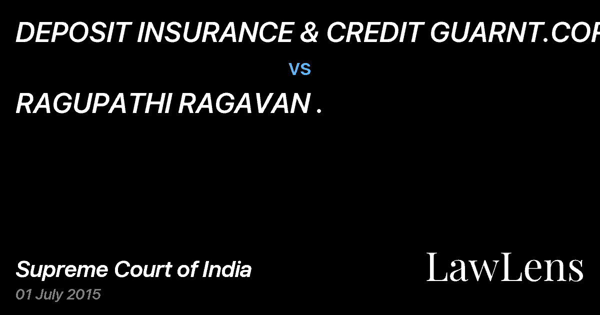 Preview image for DEPOSIT INSURANCE & CREDIT GUARNT.CORPN. vs. RAGUPATHI RAGAVAN .