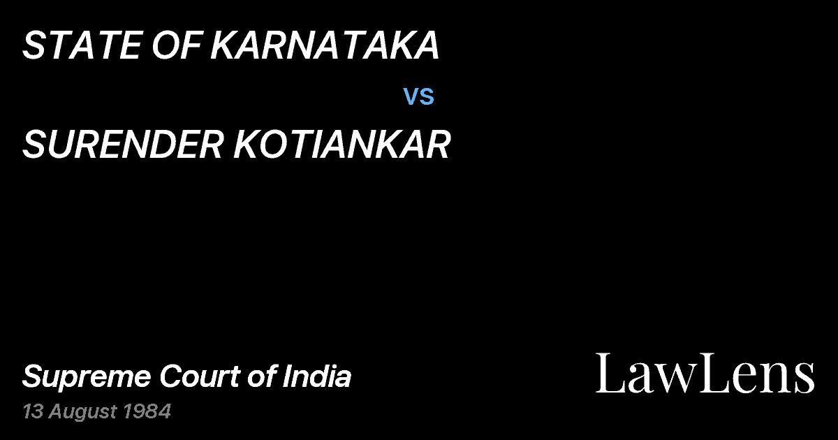 Preview image for STATE OF KARNATAKA vs. SURENDER KOTIANKAR