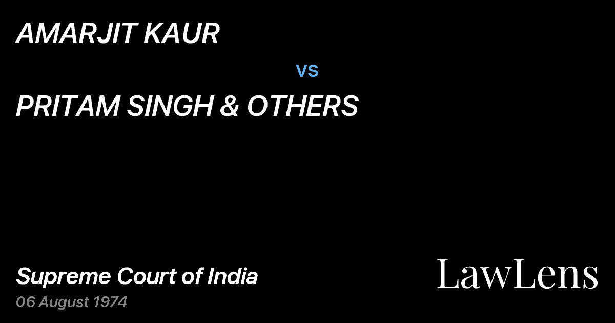 Preview image for AMARJIT KAUR vs. PRITAM SINGH & OTHERS