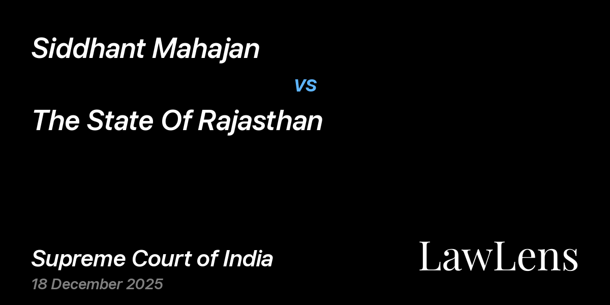 Preview image for Siddhant Mahajan vs. The State Of Rajasthan