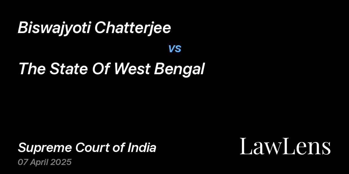 Preview image for Biswajyoti Chatterjee vs. The State Of West Bengal