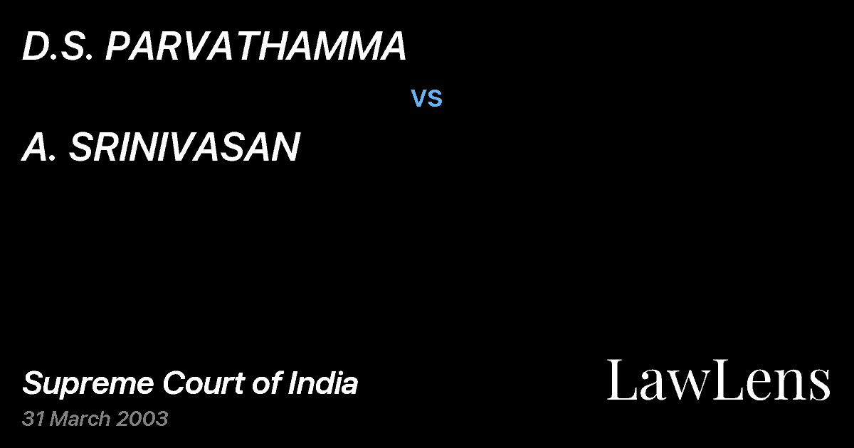 Preview image for D.S. PARVATHAMMA vs. A. SRINIVASAN