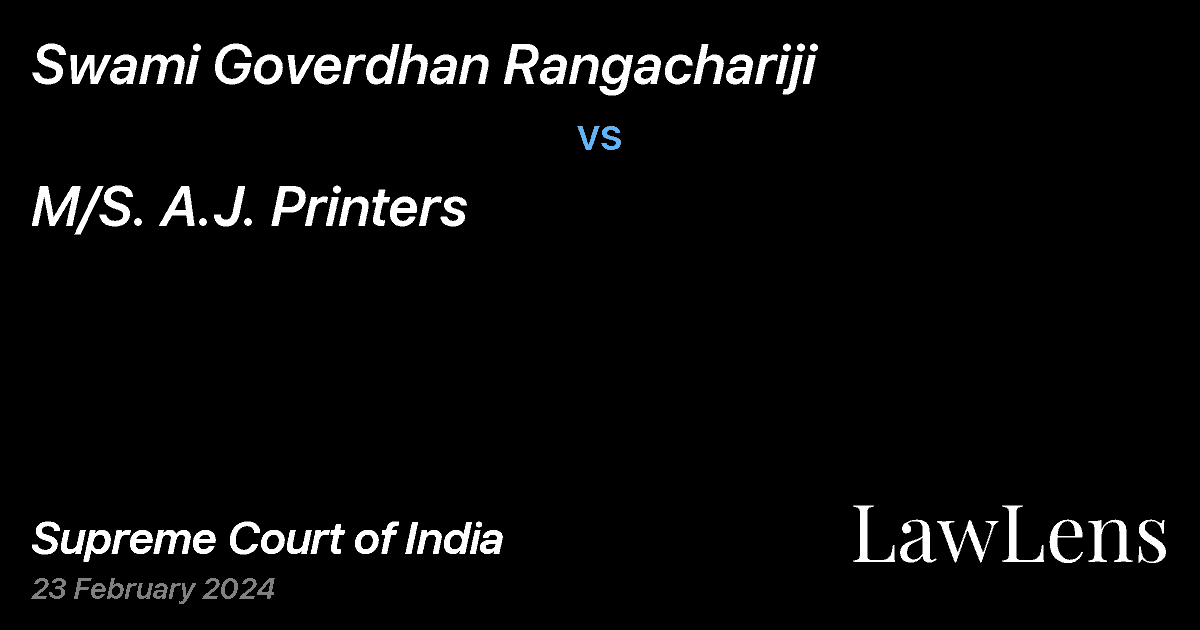 Preview image for Swami Goverdhan Rangachariji vs. M/S. A.J. Printers