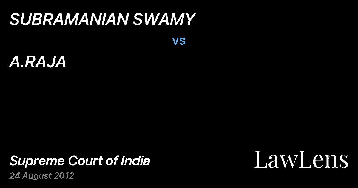 Preview image for SUBRAMANIAN SWAMY vs. A.RAJA