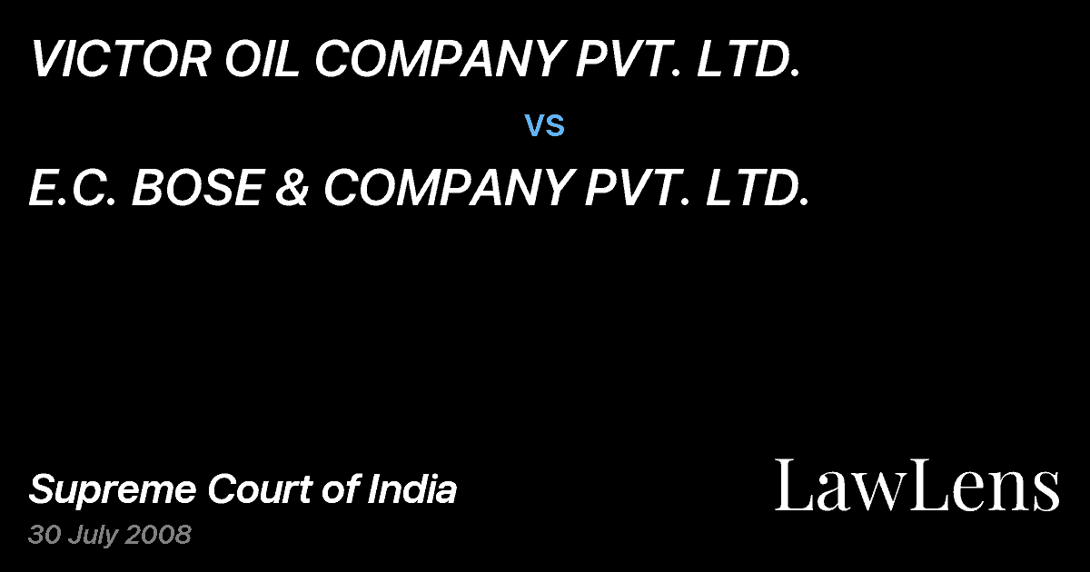Preview image for VICTOR OIL COMPANY PVT. LTD. vs. E.C. BOSE & COMPANY PVT. LTD.