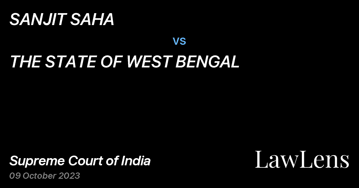 Preview image for SANJIT SAHA vs. THE STATE OF WEST BENGAL