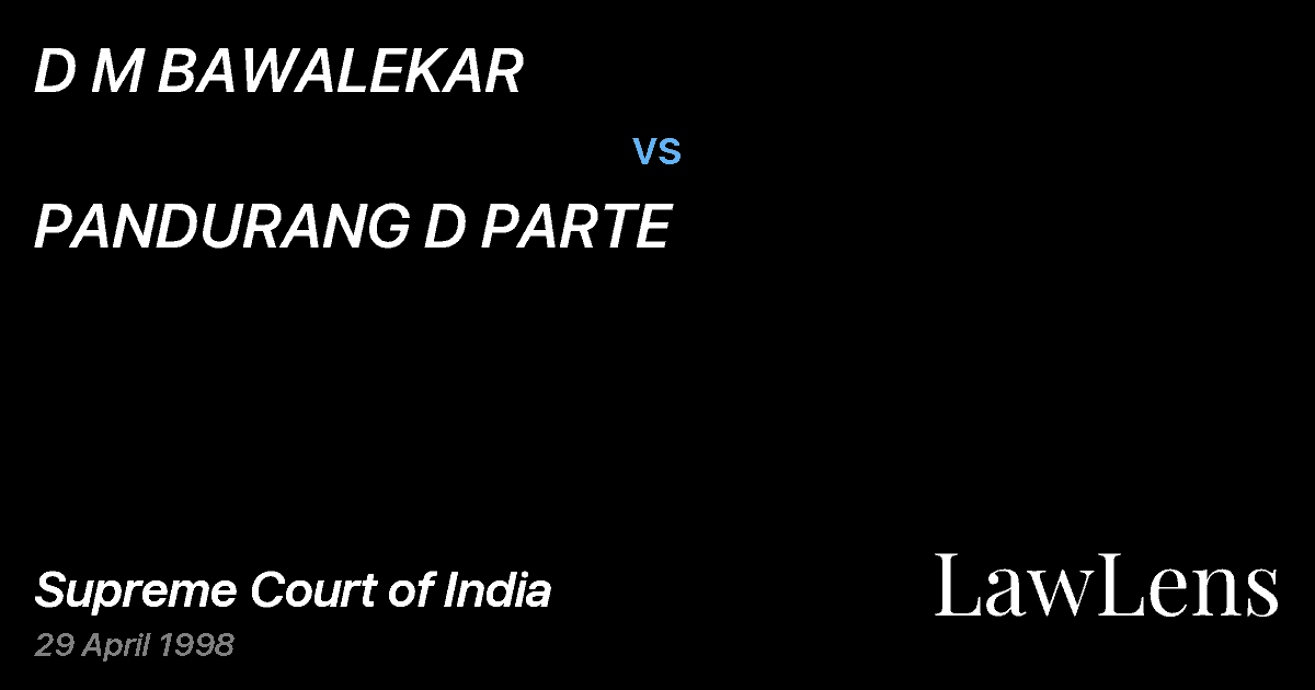 Preview image for D M BAWALEKAR vs. PANDURANG D PARTE
