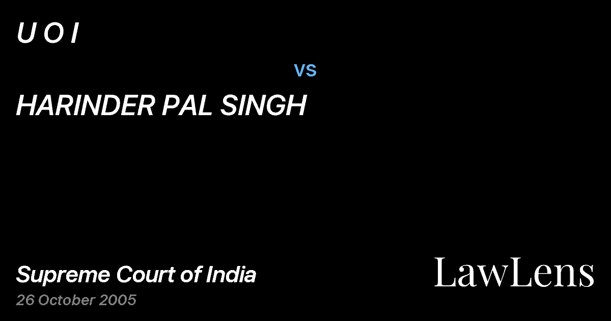Preview image for U O I vs. HARINDER PAL SINGH