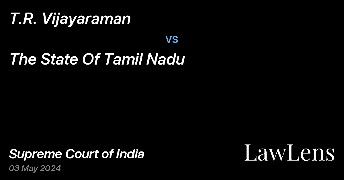Preview image for T.R. Vijayaraman vs. The State Of Tamil Nadu