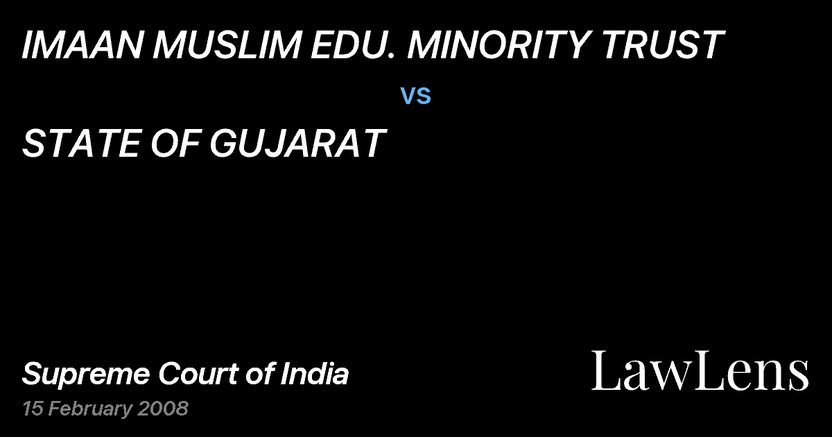 Preview image for IMAAN MUSLIM EDU. MINORITY TRUST vs. STATE OF GUJARAT