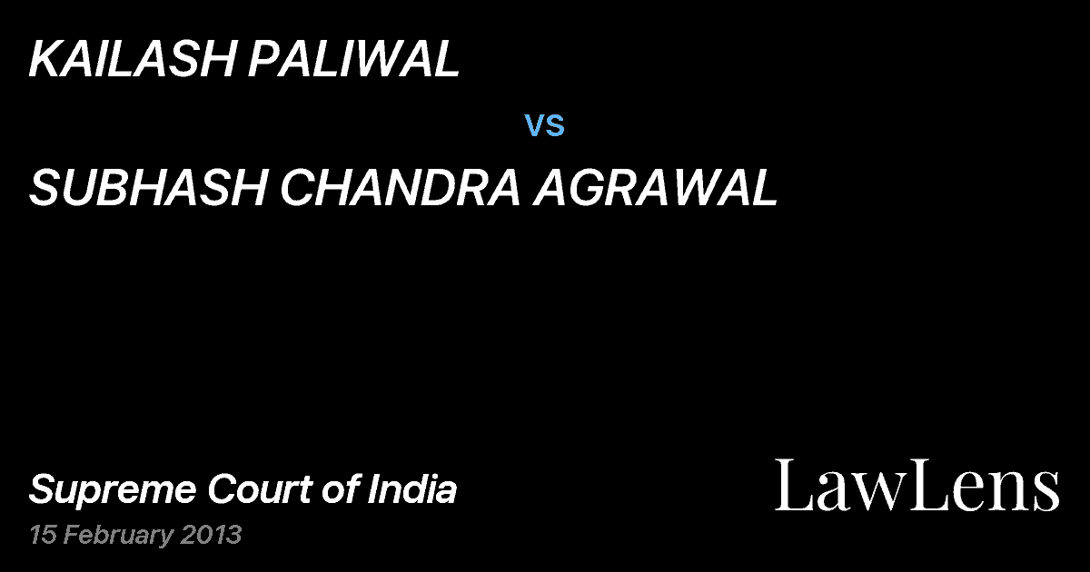 Preview image for KAILASH PALIWAL vs. SUBHASH CHANDRA AGRAWAL