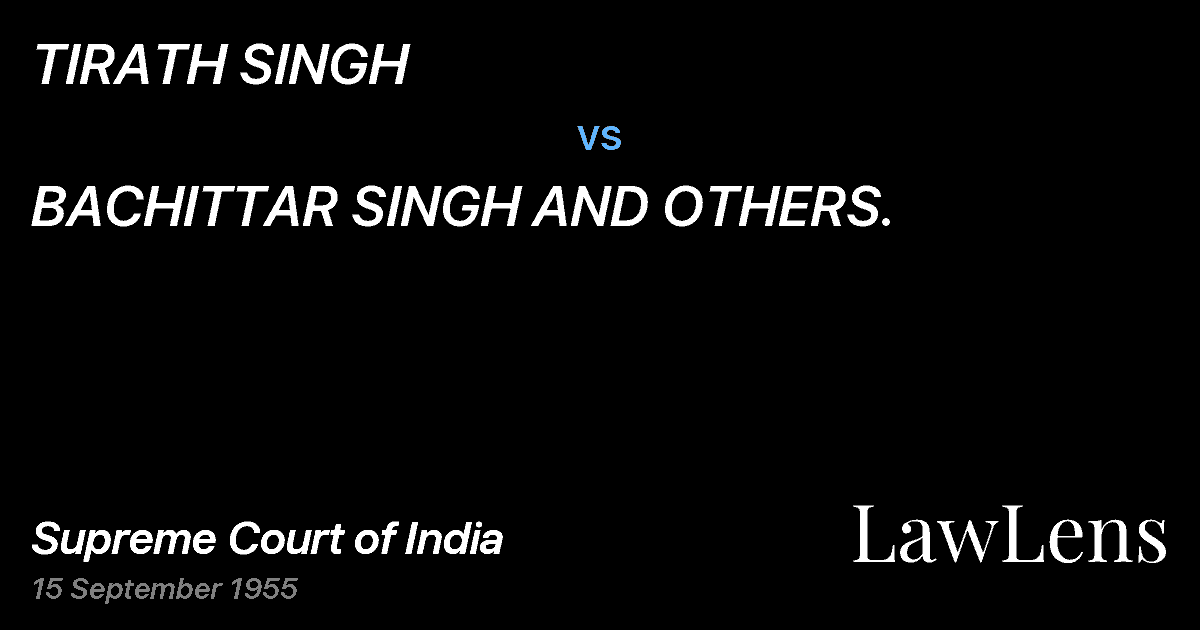 Preview image for TIRATH SINGH vs. BACHITTAR SINGH AND OTHERS.