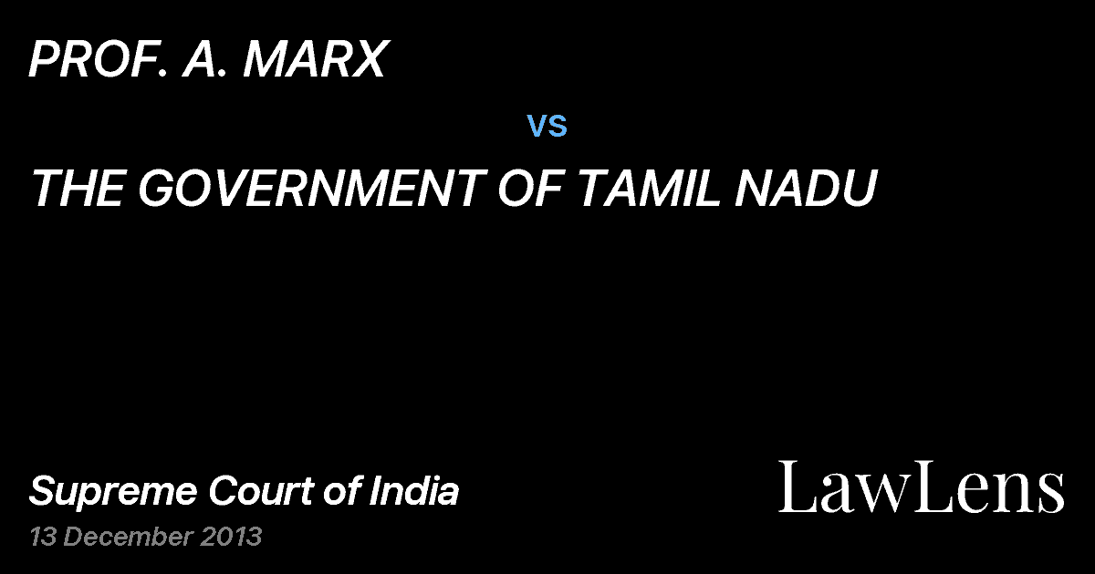 Preview image for PROF. A. MARX vs. THE GOVERNMENT OF TAMIL NADU