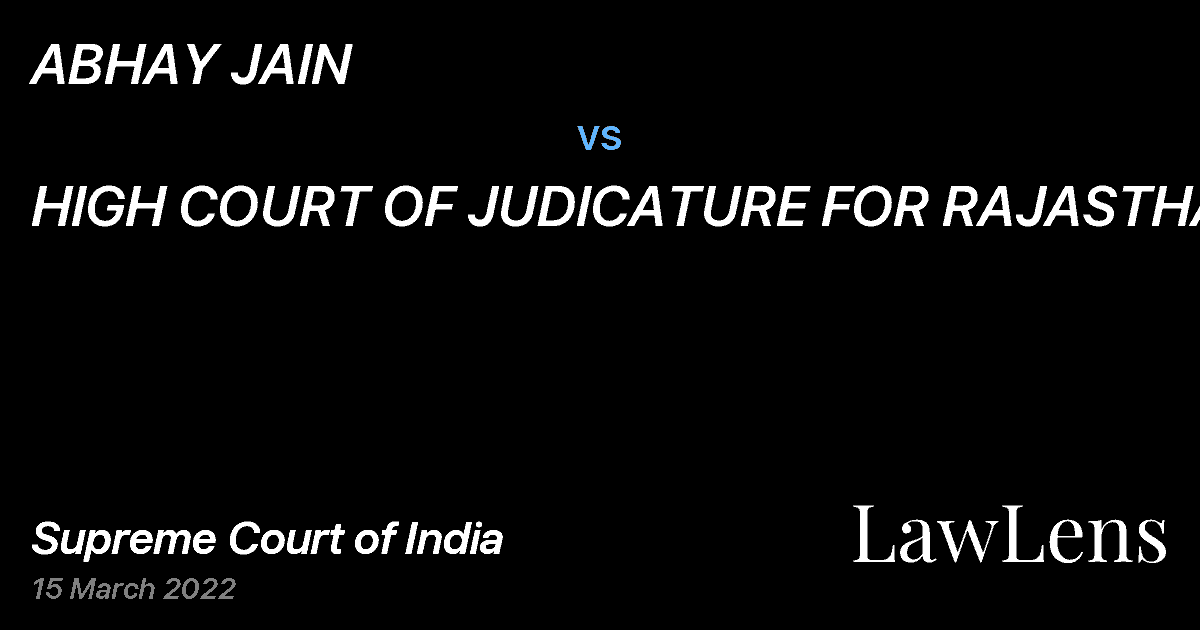 Preview image for ABHAY JAIN vs. HIGH COURT OF JUDICATURE FOR RAJASTHAN