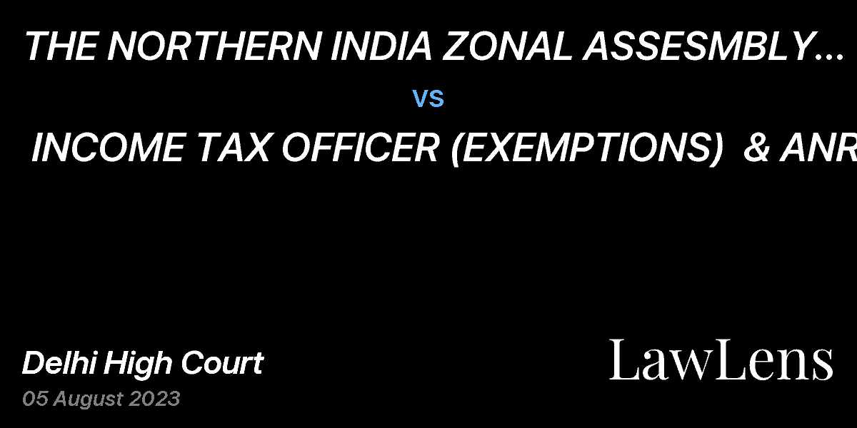 Preview image for THE NORTHERN INDIA ZONAL ASSESMBLY OF THE MAR THOMA CHURCH  vs.  INCOME TAX OFFICER (EXEMPTIONS)  & ANR.