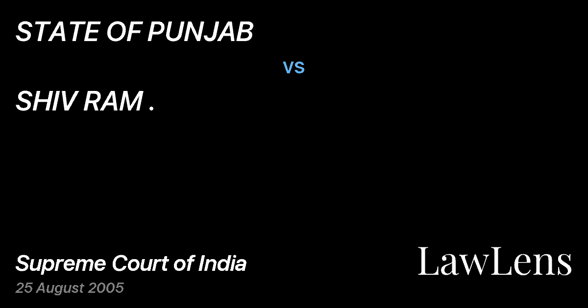Preview image for STATE OF PUNJAB vs. SHIV RAM .