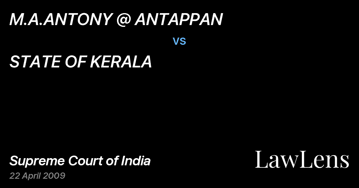 Preview image for M.A.ANTONY @ ANTAPPAN vs. STATE OF KERALA