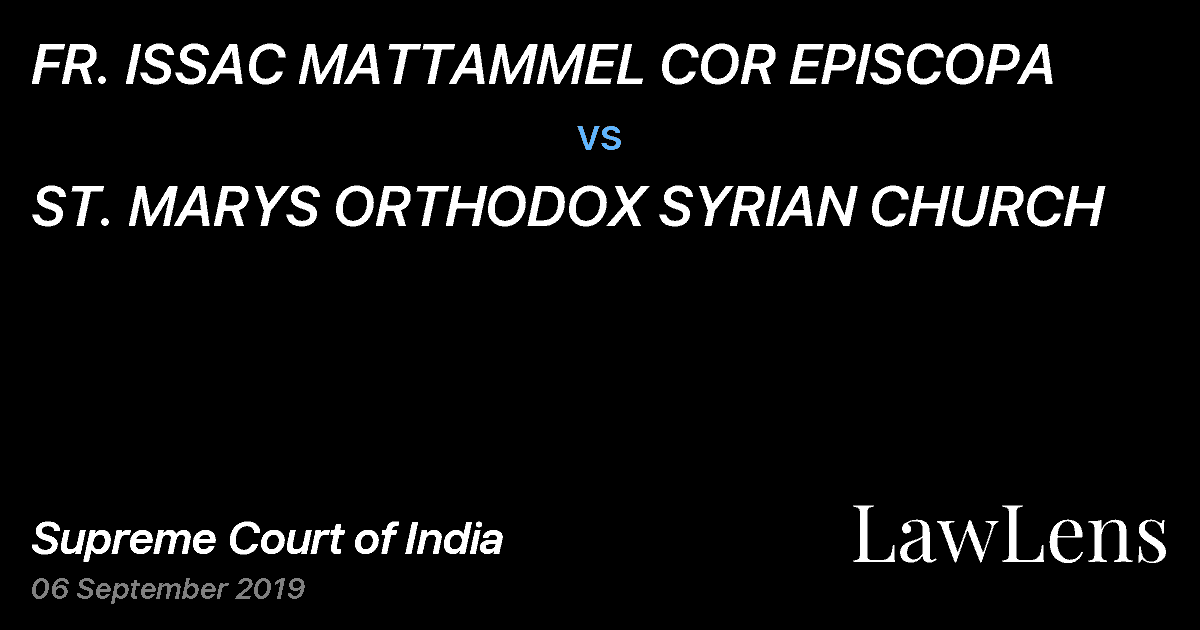 Preview image for FR. ISSAC MATTAMMEL COR EPISCOPA vs. ST. MARYS ORTHODOX SYRIAN CHURCH