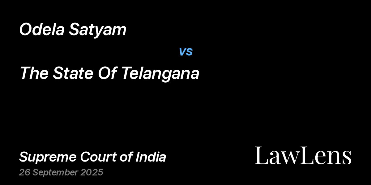 Preview image for Odela Satyam vs. The State Of Telangana