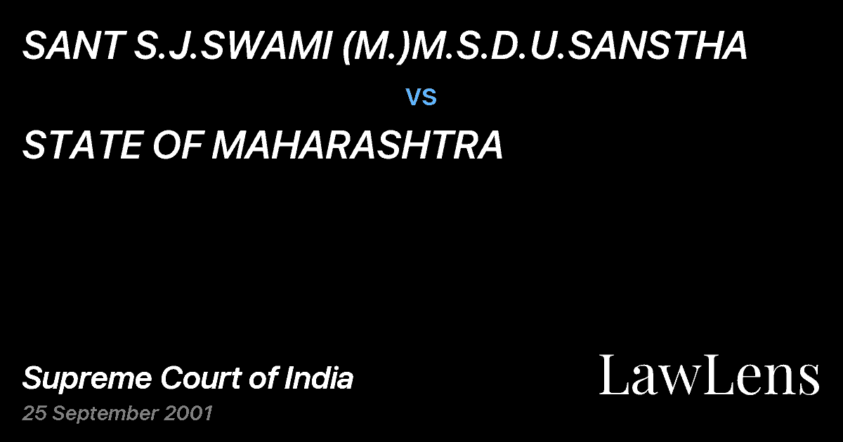 Preview image for SANT S.J.SWAMI (M.)M.S.D.U.SANSTHA vs. STATE OF MAHARASHTRA