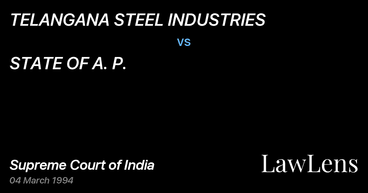 Preview image for TELANGANA STEEL INDUSTRIES vs. STATE OF A. P.