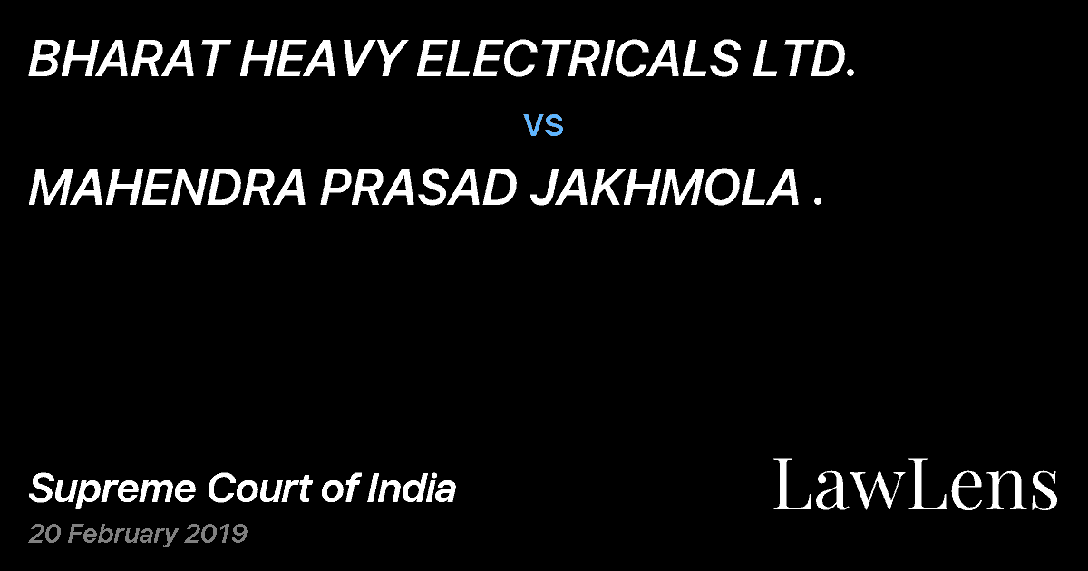 Preview image for BHARAT HEAVY ELECTRICALS LTD. vs. MAHENDRA PRASAD JAKHMOLA .