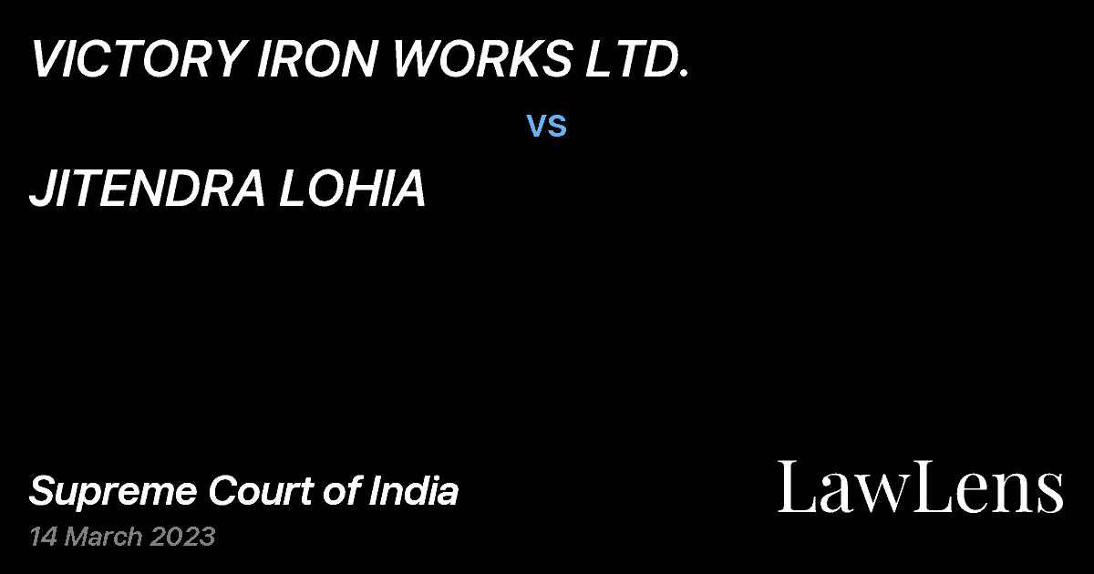 Preview image for VICTORY IRON WORKS LTD. vs. JITENDRA LOHIA