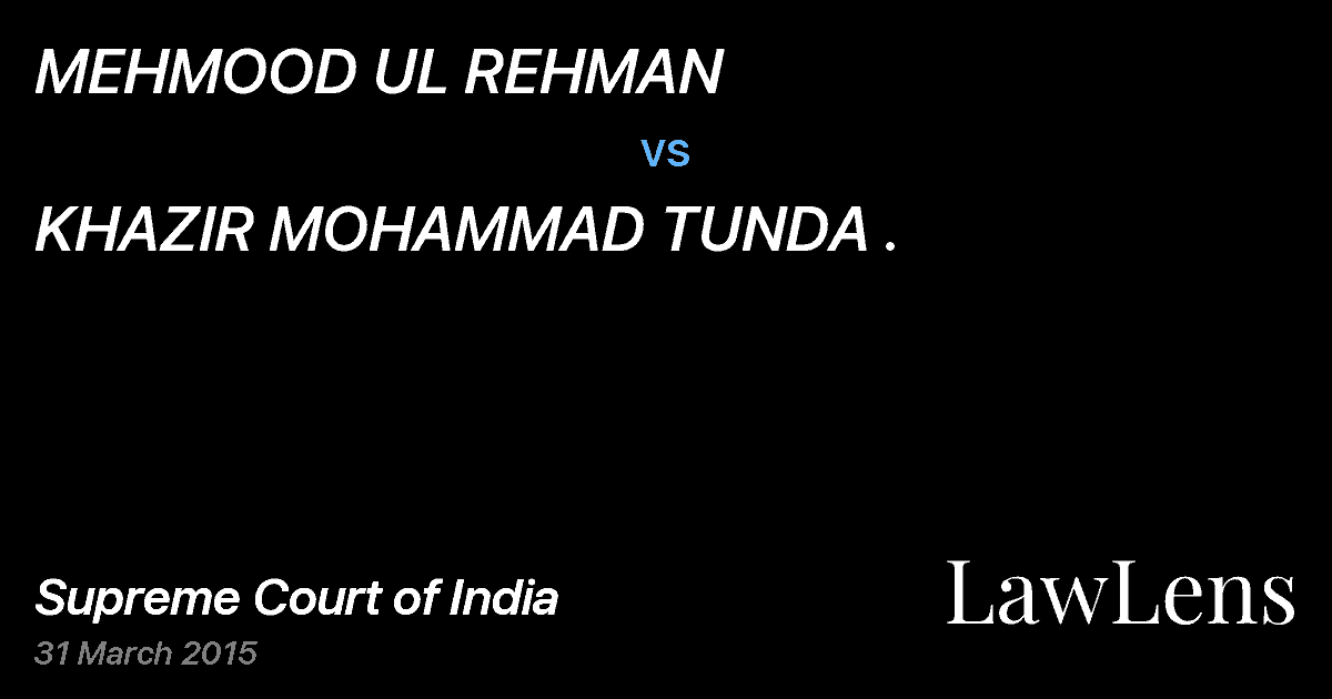 Preview image for MEHMOOD UL REHMAN vs. KHAZIR MOHAMMAD TUNDA .