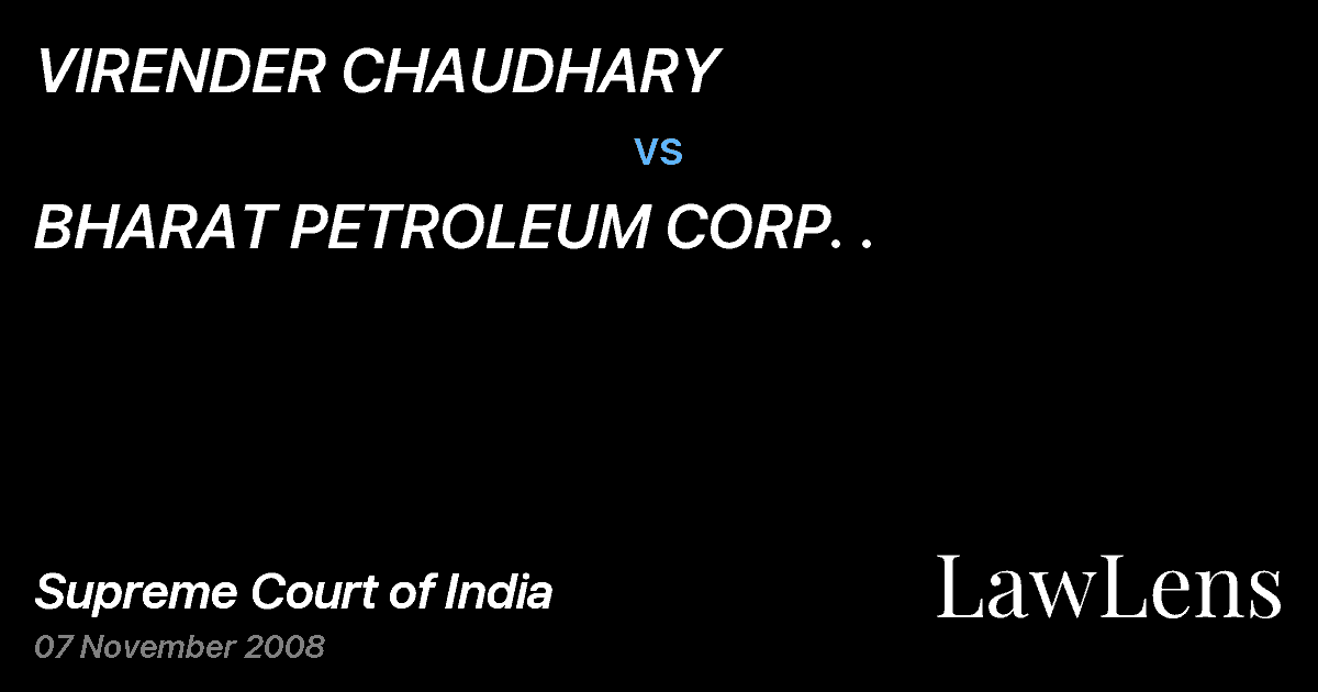Preview image for VIRENDER CHAUDHARY vs. BHARAT PETROLEUM CORP. .