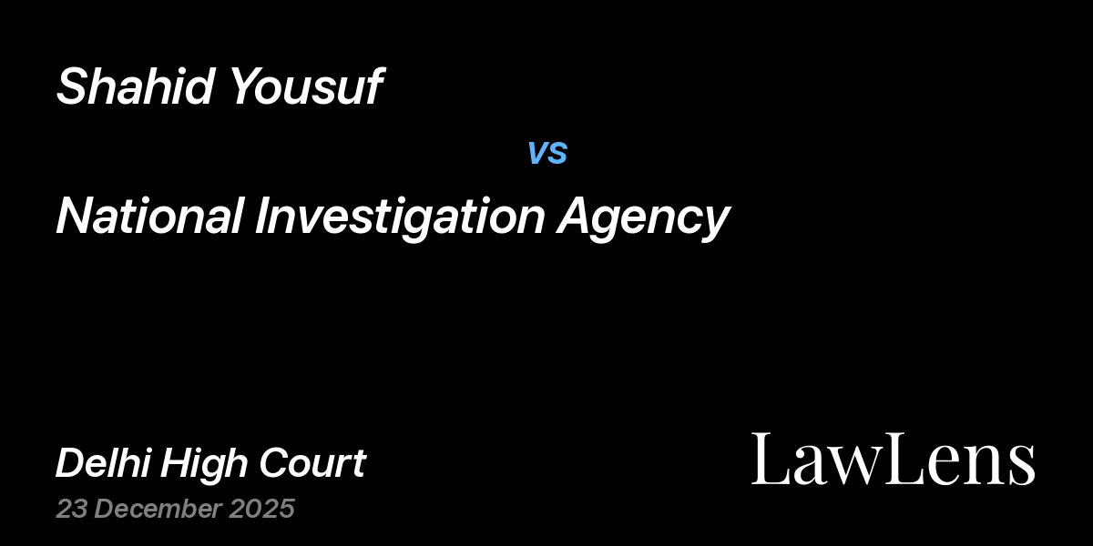 Preview image for Shahid Yousuf vs. National Investigation Agency