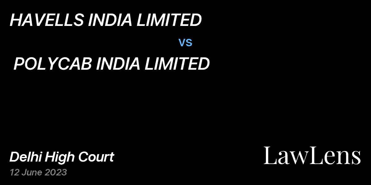 Preview image for HAVELLS INDIA LIMITED  vs.  POLYCAB INDIA LIMITED