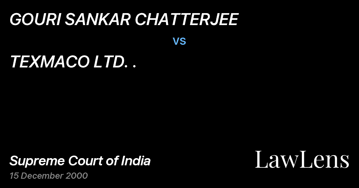 Preview image for GOURI SANKAR CHATTERJEE vs. TEXMACO LTD. .