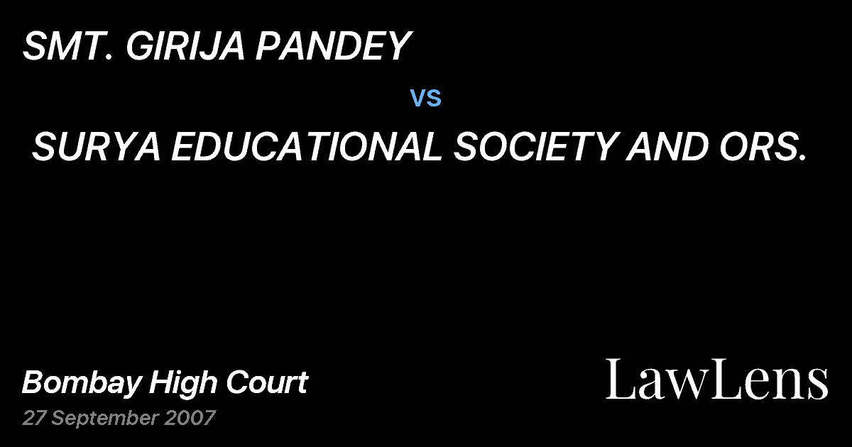 Preview image for SMT. GIRIJA PANDEY vs. SURYA EDUCATIONAL SOCIETY AND ORS.
