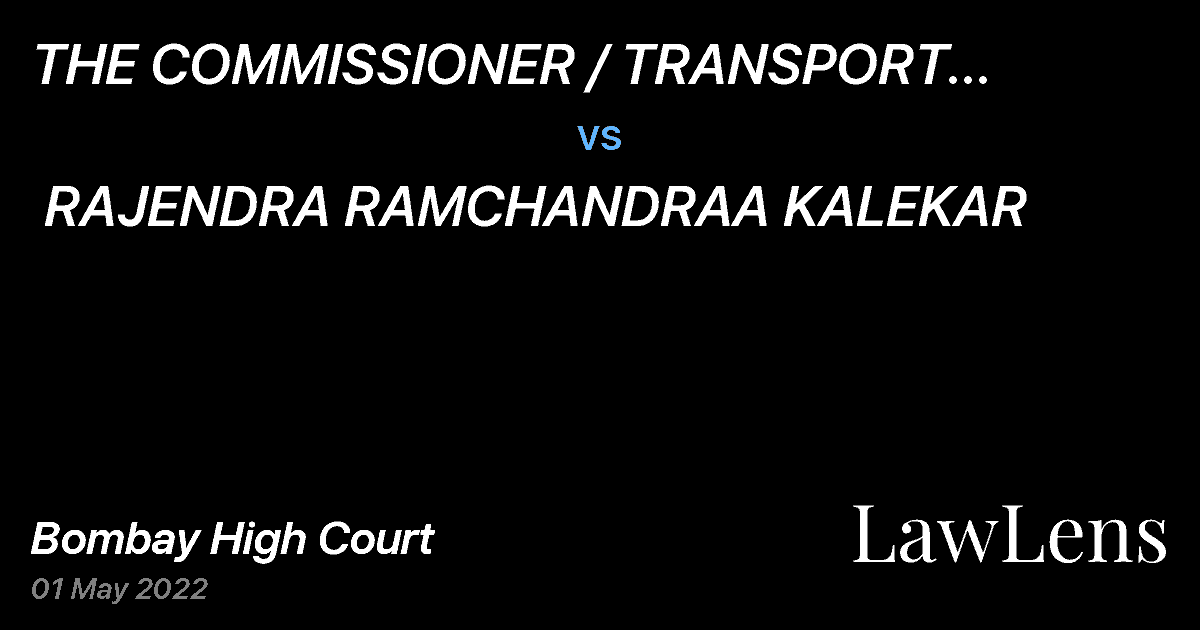 Preview image for THE COMMISSIONER / TRANSPORT MANAGER KOLHAPUR MUNICIPAL CORPORATION AND ANR  vs.  RAJENDRA RAMCHANDRAA KALEKAR