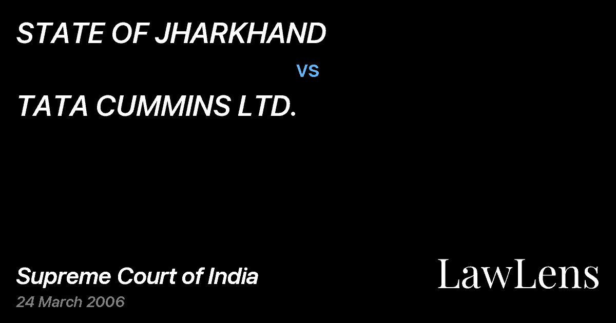 Preview image for STATE OF JHARKHAND vs. TATA CUMMINS LTD.