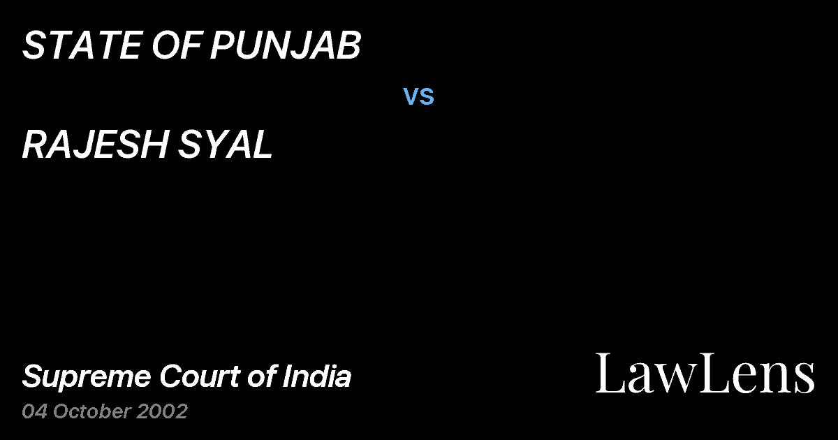 Preview image for STATE OF PUNJAB vs. RAJESH SYAL