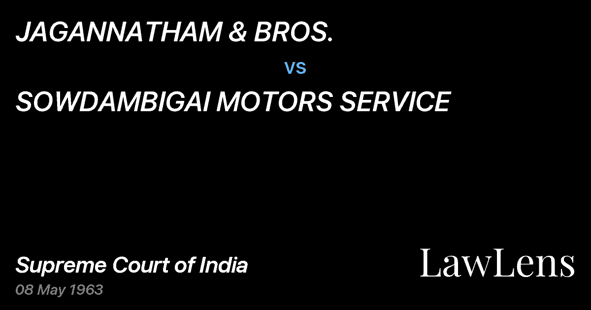 Preview image for JAGANNATHAM & BROS. vs. SOWDAMBIGAI MOTORS SERVICE
