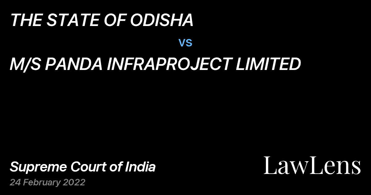 Preview image for THE STATE OF ODISHA vs. M/S PANDA INFRAPROJECT LIMITED