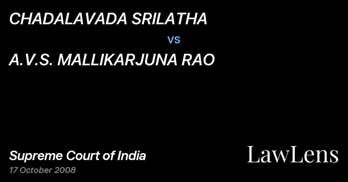 Preview image for CHADALAVADA SRILATHA vs. A.V.S. MALLIKARJUNA RAO