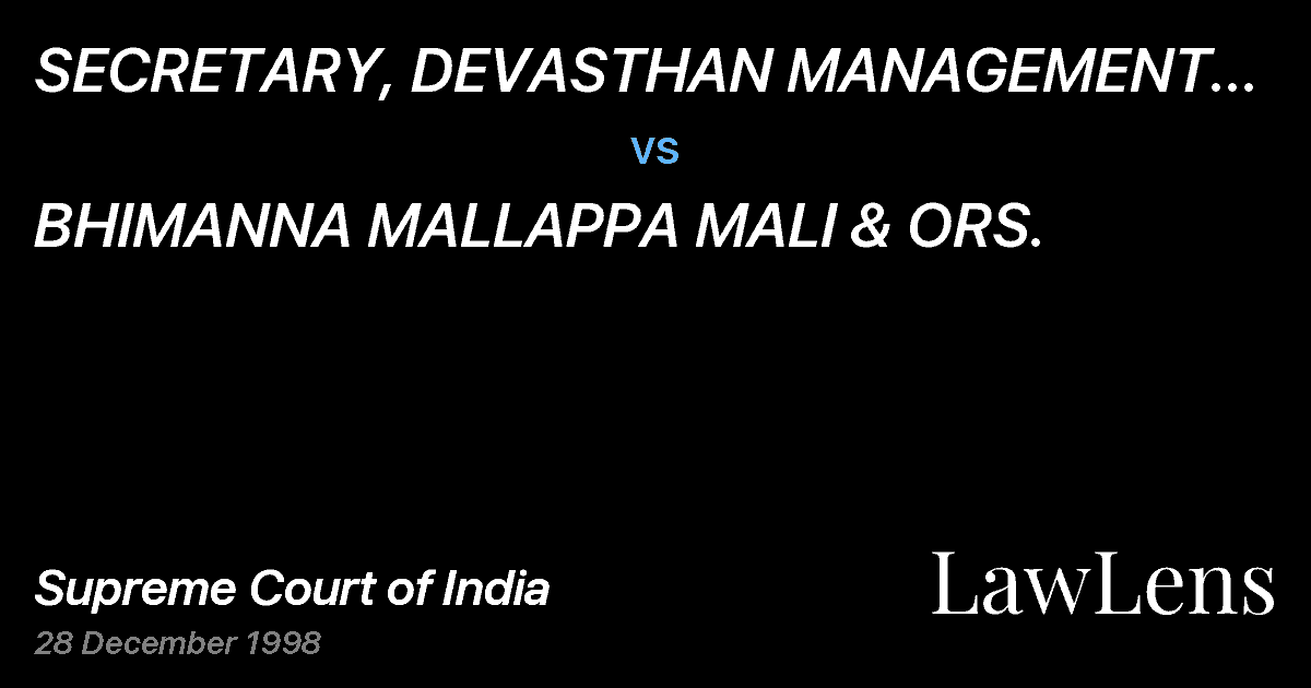 Preview image for SECRETARY, DEVASTHAN MANAGEMENT COMMITTEE, WESTERNMAHARASHT vs. BHIMANNA MALLAPPA MALI & ORS.