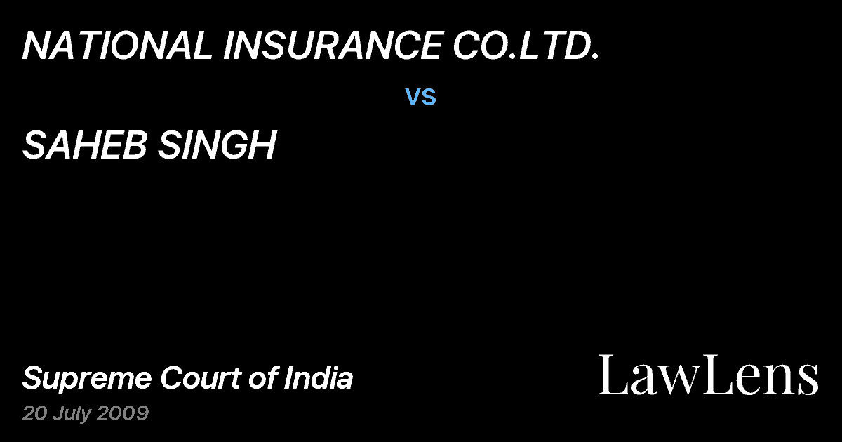 Preview image for NATIONAL INSURANCE CO.LTD. vs. SAHEB SINGH