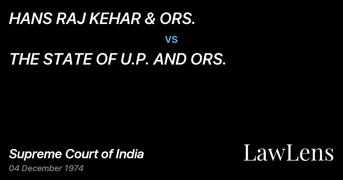 Preview image for HANS RAJ KEHAR & ORS. vs. THE STATE OF U.P. AND ORS.