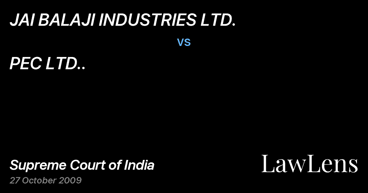 Preview image for JAI BALAJI INDUSTRIES LTD. vs. PEC LTD..