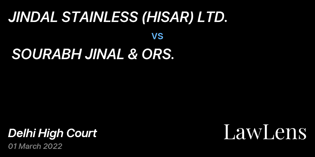 Preview image for JINDAL STAINLESS (HISAR) LTD.  vs.  SOURABH JINAL & ORS.
