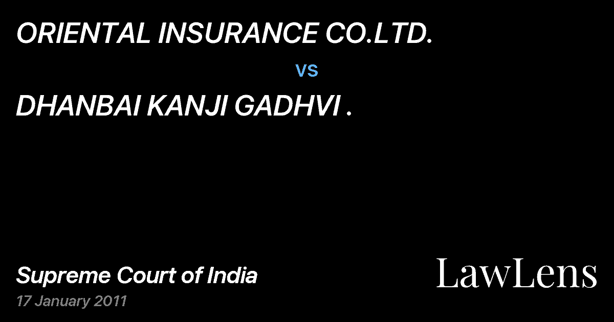Preview image for ORIENTAL INSURANCE CO.LTD. vs. DHANBAI KANJI GADHVI .