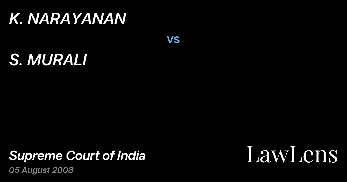 Preview image for K. NARAYANAN vs. S. MURALI