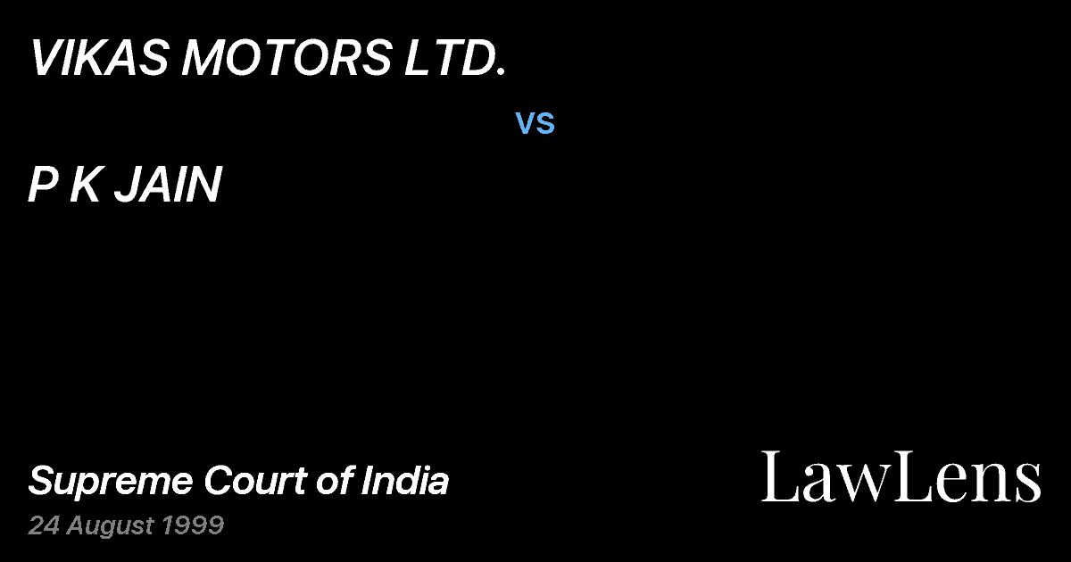 Preview image for VIKAS MOTORS LTD. vs. P K JAIN