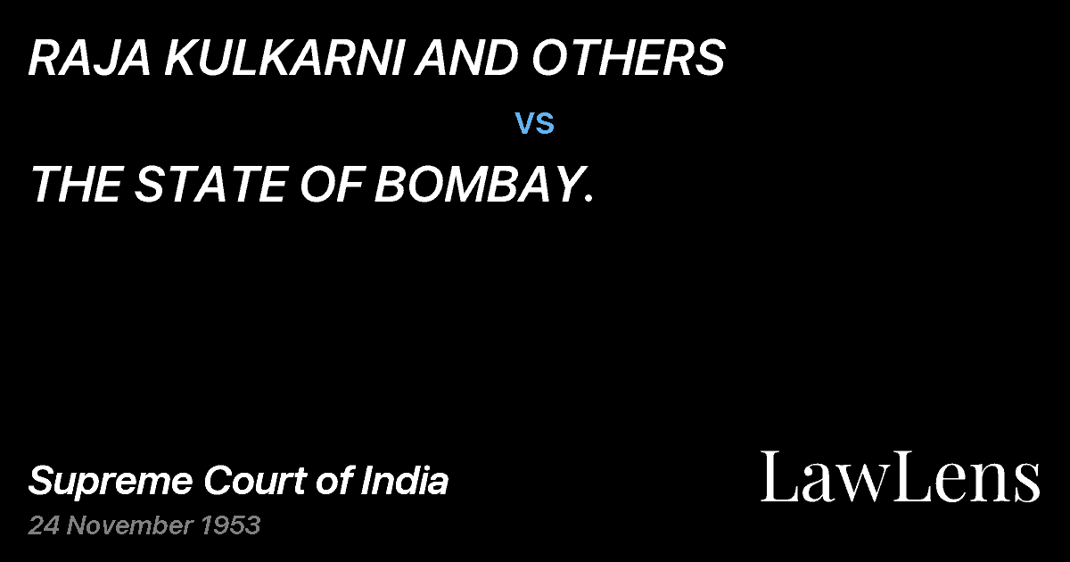 Preview image for RAJA KULKARNI AND OTHERS vs. THE STATE OF BOMBAY.