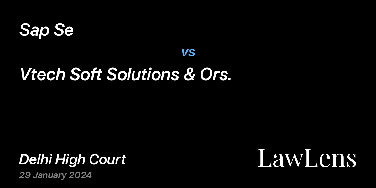 Preview image for Sap Se vs. Vtech Soft Solutions & Ors.