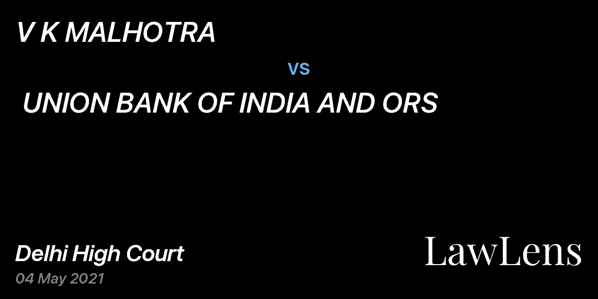 Preview image for V K MALHOTRA  vs.  UNION BANK OF INDIA AND ORS